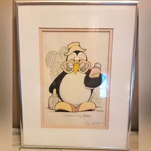 Don Aceto Disney Artist Signed "Florida's Snow Bird"  Matted Print 11x14 Penguin